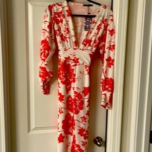 Red and white dress long sleeves.